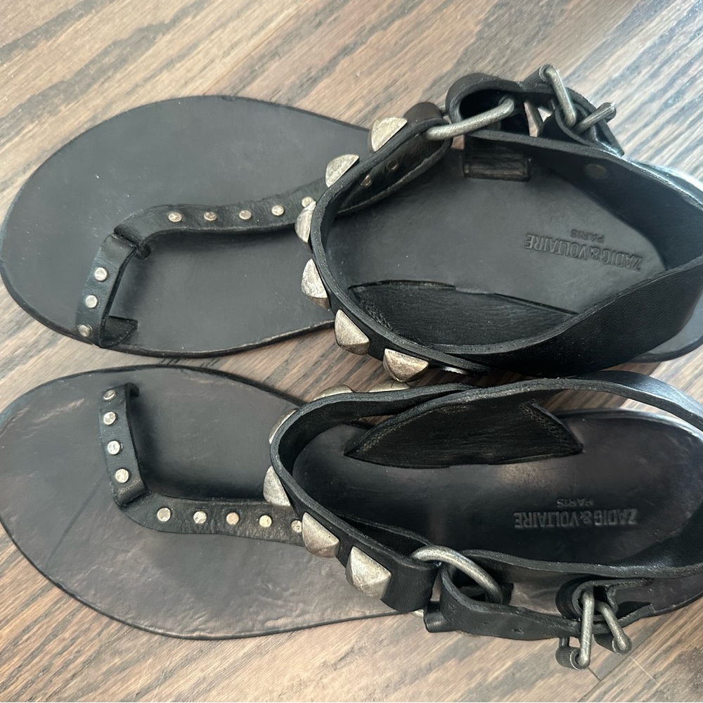 Zadig & Voltaire Black Silver Embellished Sandals